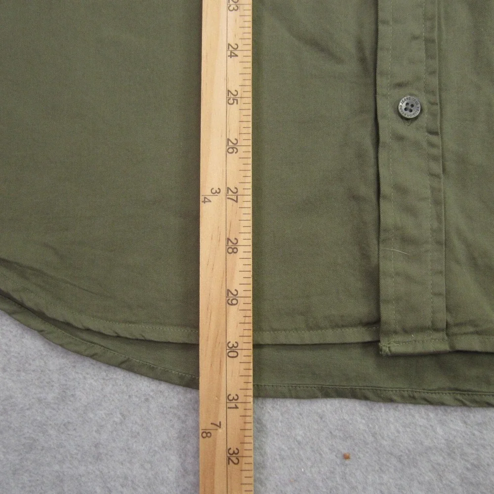 True Religion Shirt Mens L Green Short‎ Sleeve Button Up Triple Needle Pocket